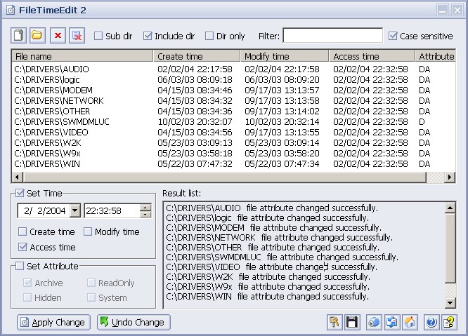 Screenshot of FileTimeEdit 2 2.05